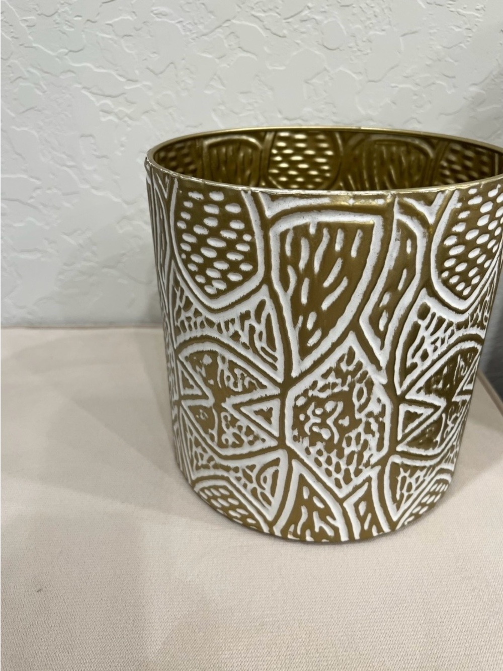 Target Gold and White Embossed Patterned Decorative Vessel